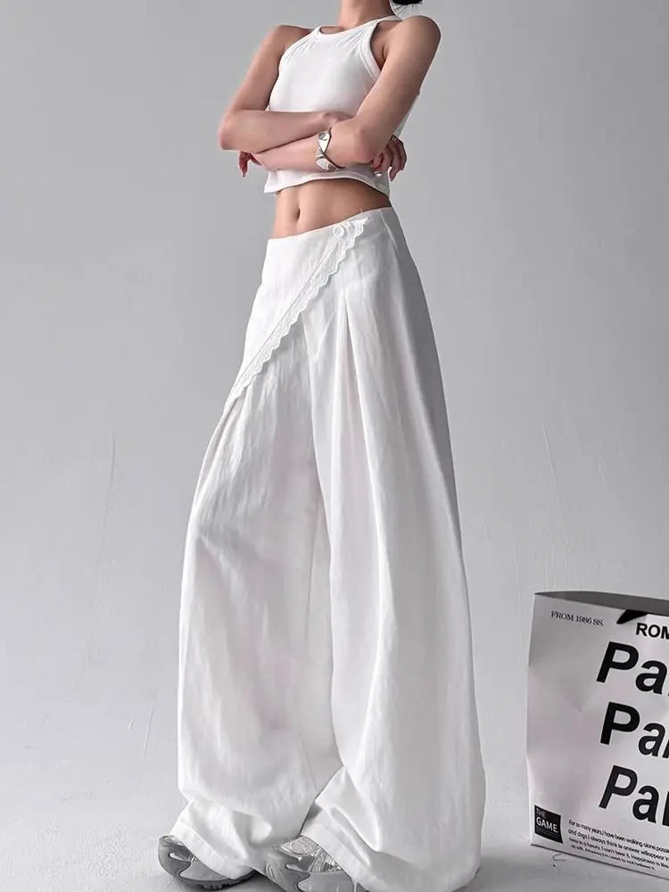 High-Waisted Wide-Leg Pants for Women – Casual Loose Fit Summer Trousers in Lightweight Fabric 1