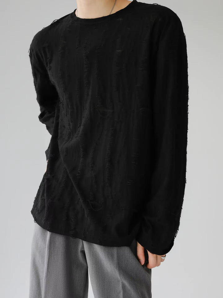 Men's Distressed Long Sleeve Shirt