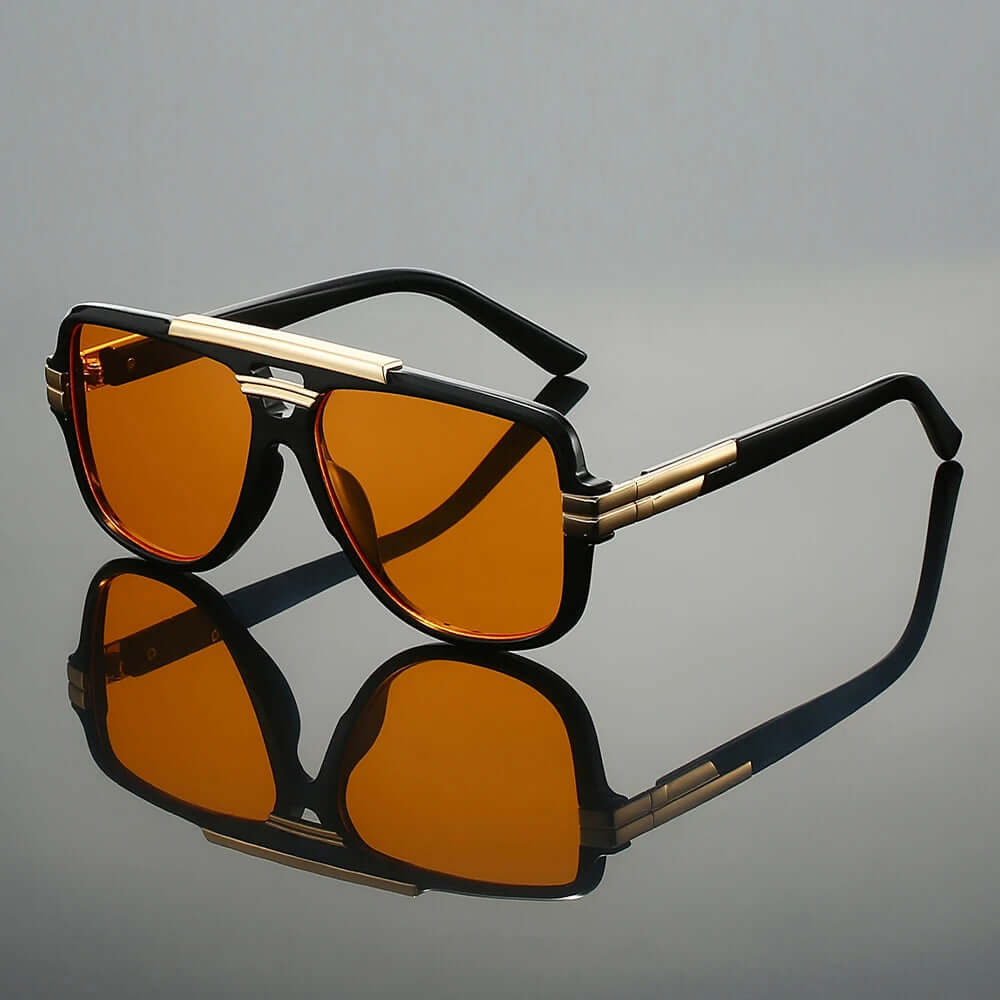 Sleek Stellar Double Bridge Sunglasses with UV400 lenses and a stylish orange tint.