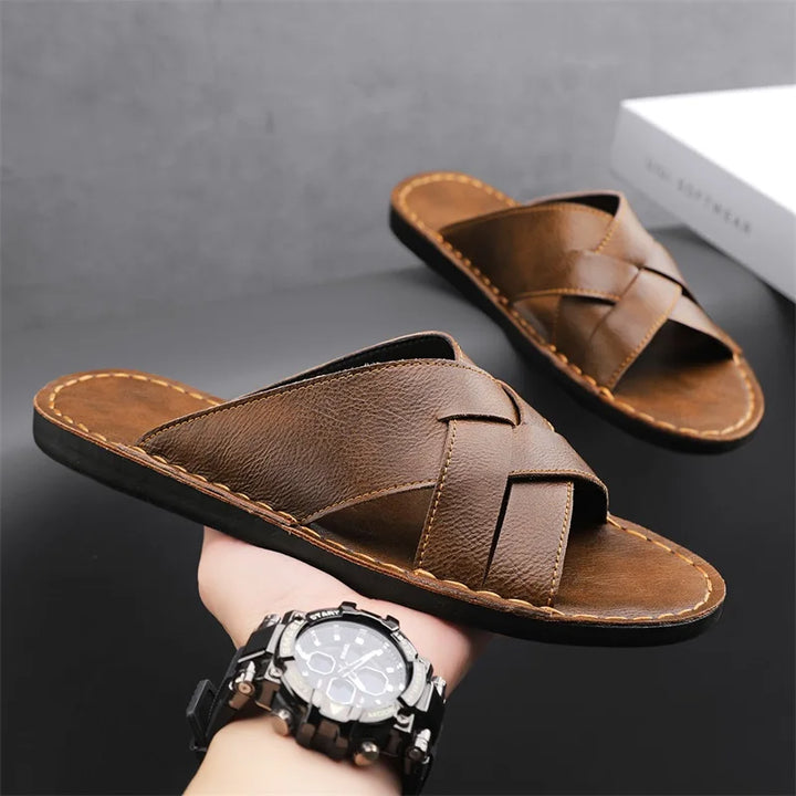 Kairo Genuine Leather Crossover Sandals