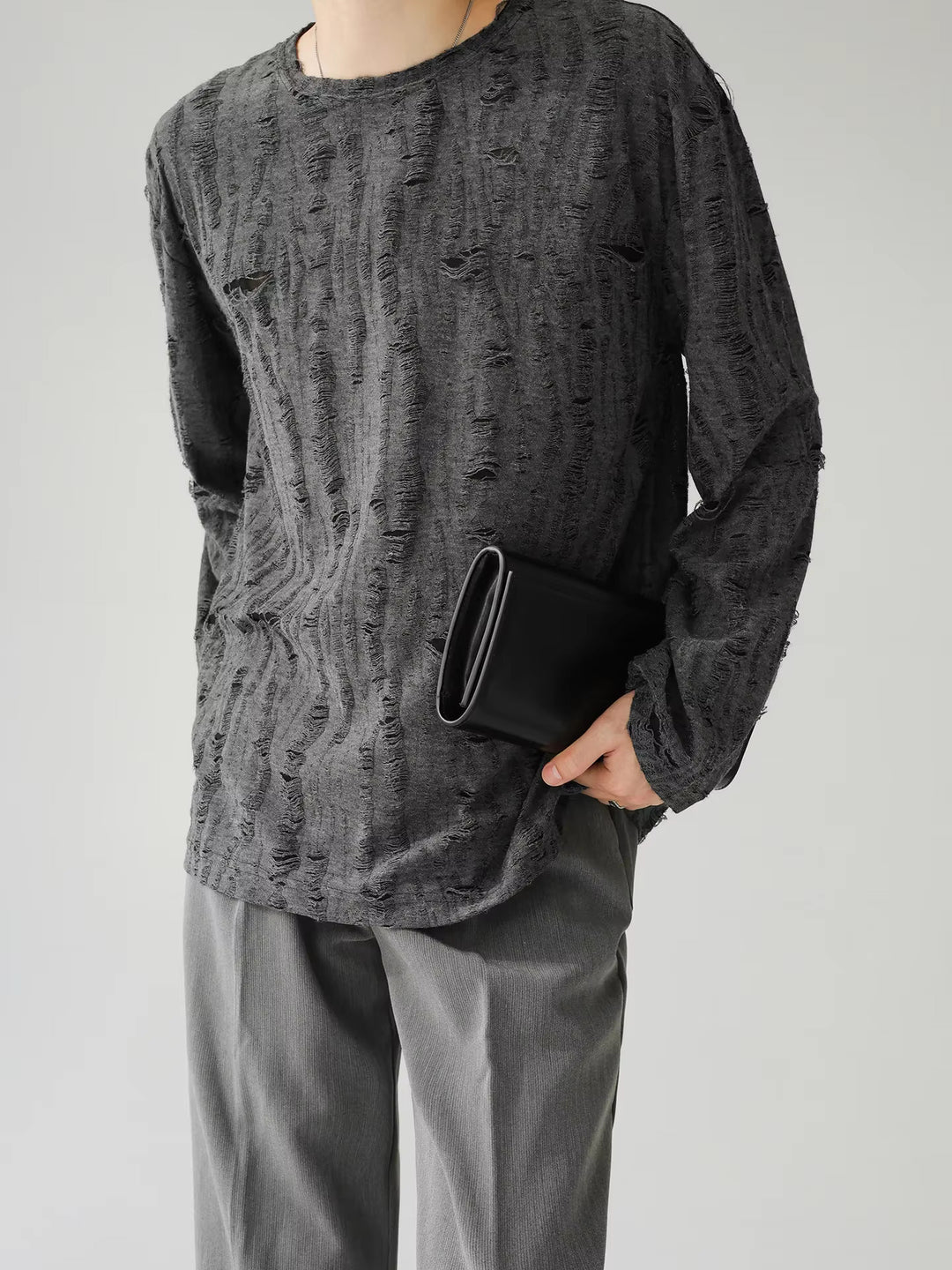 Men's Distressed Long Sleeve Shirt
