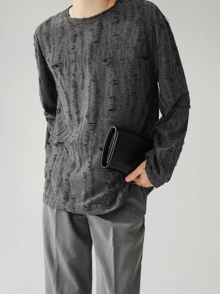 Men's Distressed Long Sleeve Shirt