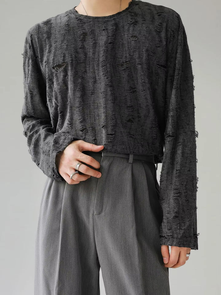 Men's Distressed Long Sleeve Shirt