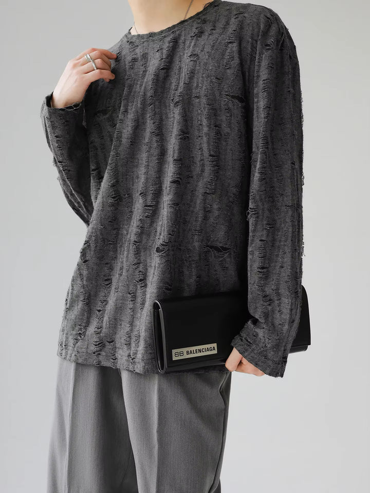 Men's Distressed Long Sleeve Shirt