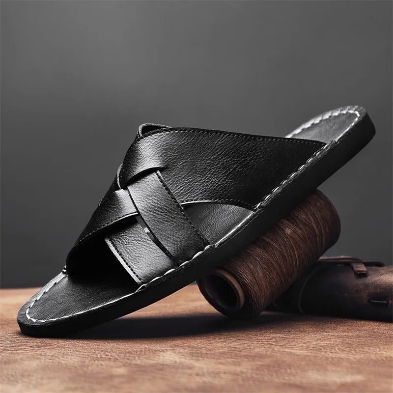 Kairo Genuine Leather Crossover Sandals