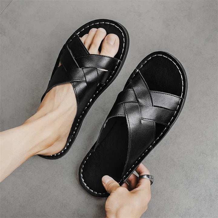 Kairo Genuine Leather Crossover Sandals