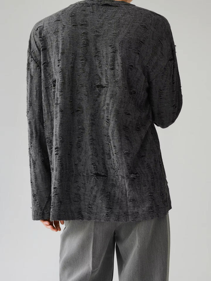 Men's Distressed Long Sleeve Shirt