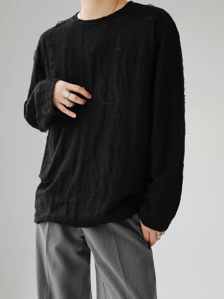 Men's Distressed Long Sleeve Shirt