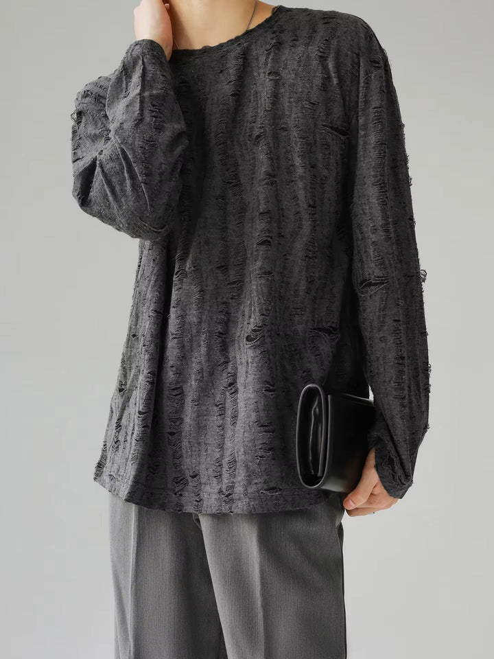 Men's Distressed Long Sleeve Shirt